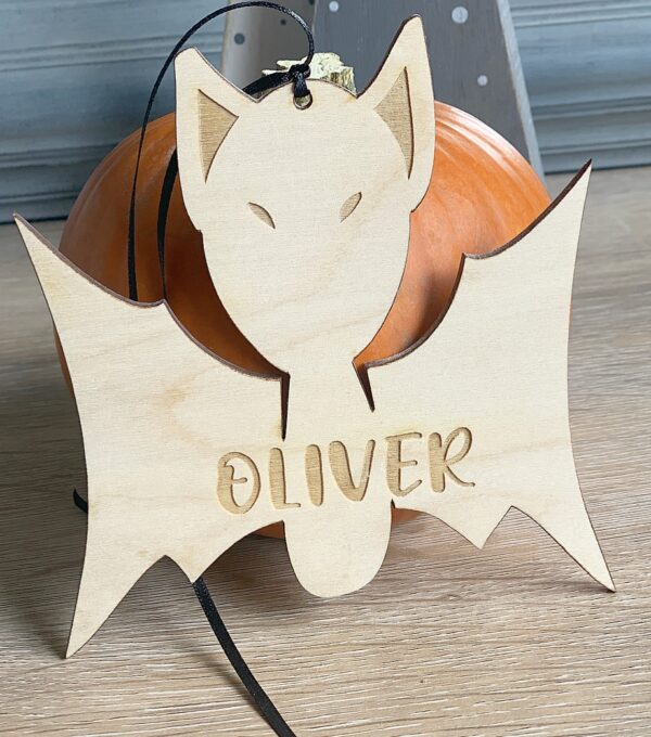 Personalised Wooden Bat Hanging Decoration
