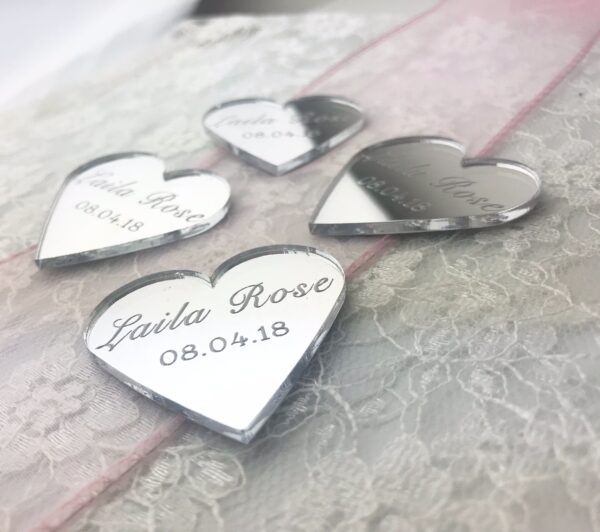 Personalised Acrylic Christening Day Heart Decorations (Set of 6)