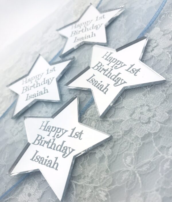 Personalised Acrylic Happy Birthday Star Decorations (Set of 6)