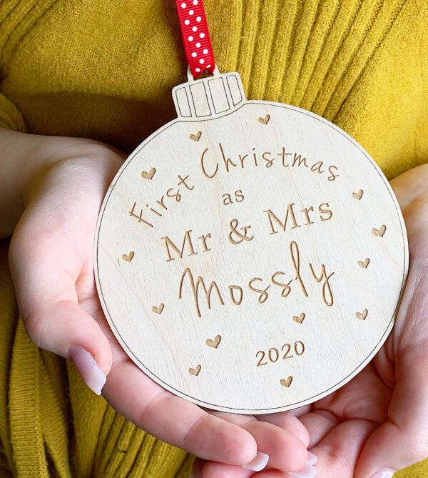 First Christmas as Mr & Mrs PLY Bauble Decoration