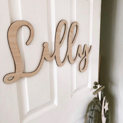 EXTRA LARGE 80cm Wooden Sign in SWIRLY Font (Various Colours Available)