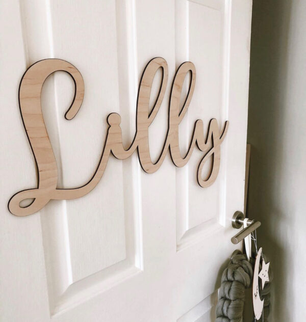 EXTRA LARGE 80cm Wooden Sign in SWIRLY Font (Various Colours Available)