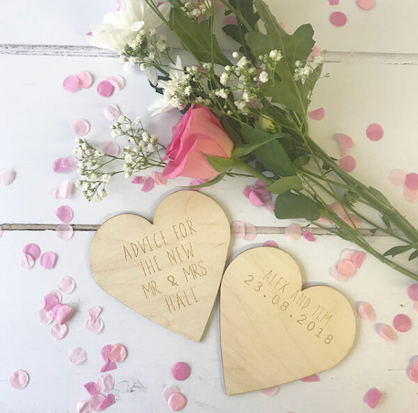 Advice For The Newlyweds Wooden Hearts (pk of 10)