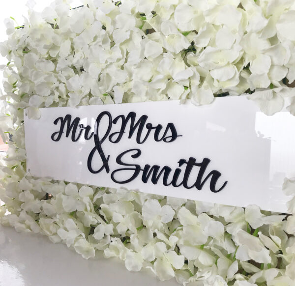 Mr & Mrs 3D Effect Luxury Acrylic Flower Wall Sign