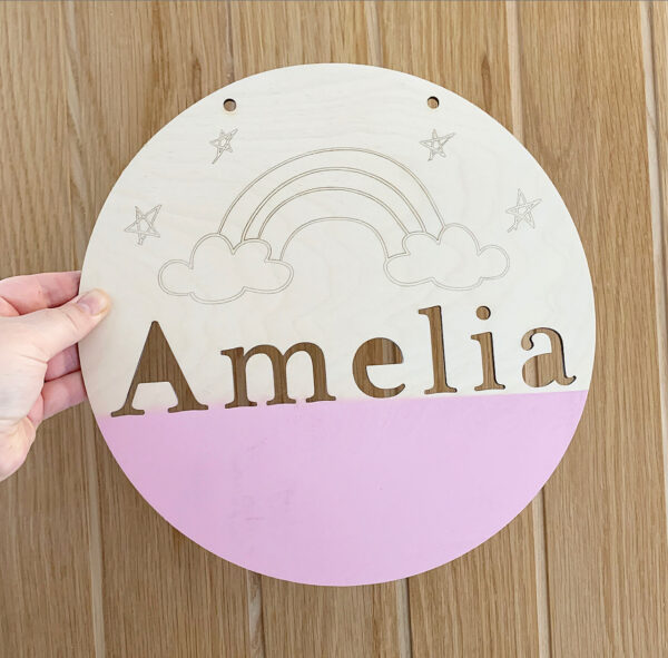 Personalised Coloured Round Name Signs