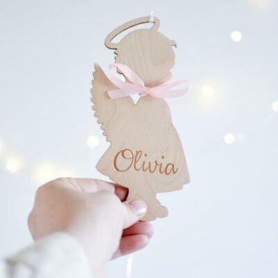 Personalised Wooden GIRL Angel Child Hanging Decoration