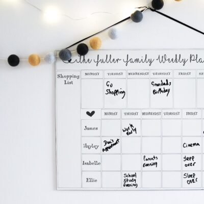 Personalised Laser Engraved Family Planner & Meal Planner White Board