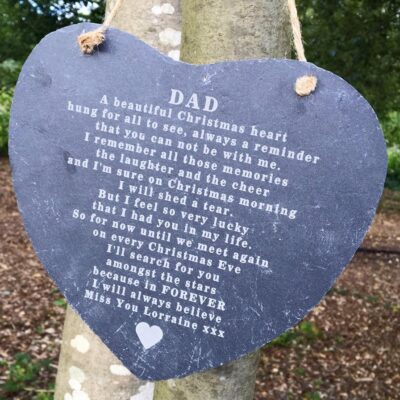 Remembering You At Christmas Weatherproof Slate Heart