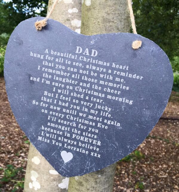 Remembering You At Christmas Weatherproof Slate Heart