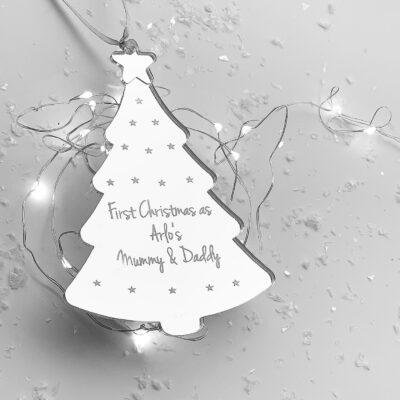 Personalised Baby's First Christmas Mirrored Acrylic Tree Decoration
