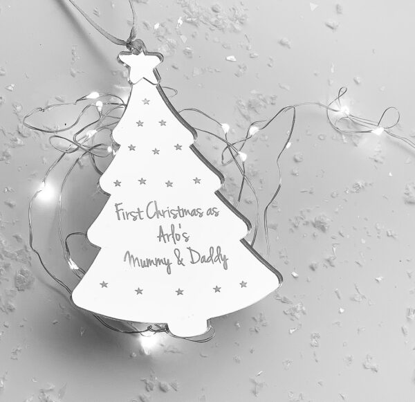 Personalised Baby's First Christmas Mirrored Acrylic Tree Decoration