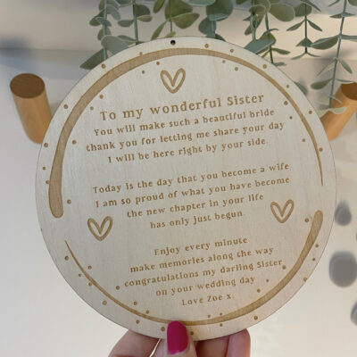 My Sister On Your Wedding Day Personalised Sign