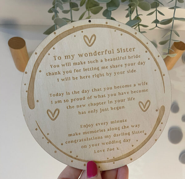 My Sister On Your Wedding Day Personalised Sign