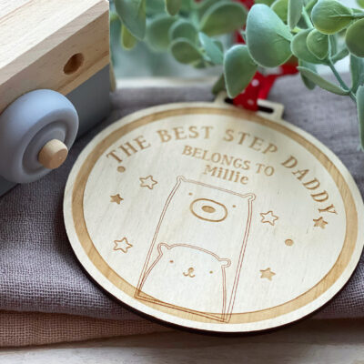 STEP DADDY AWARD - Personalised Wooden Medal For Step Dad