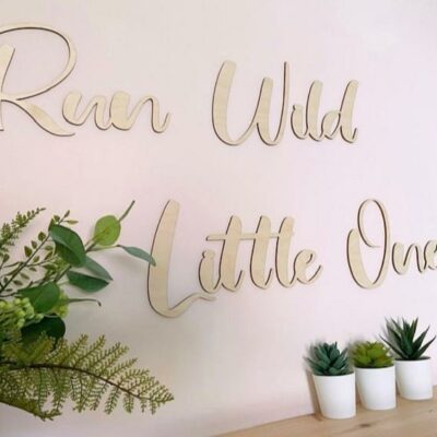 Run Wild Little One Wooden Sign with Personalised Bear & Stars