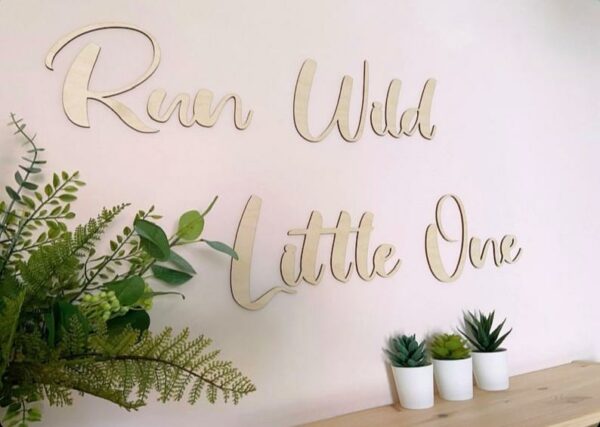 Run Wild Little One Wooden Sign with Personalised Bear & Stars