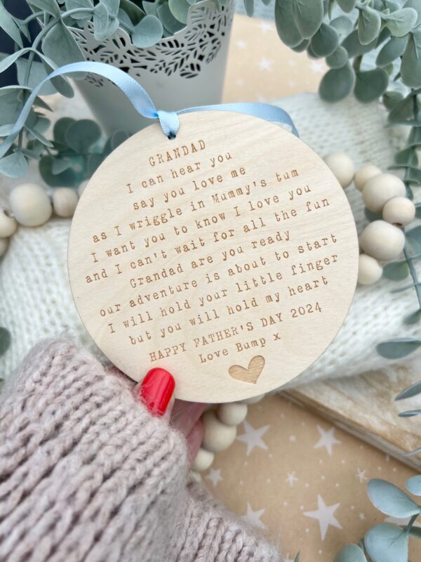 GRANDAD To Be Happy Father's Day 2025 Hanging PLY Decoration - Image 3