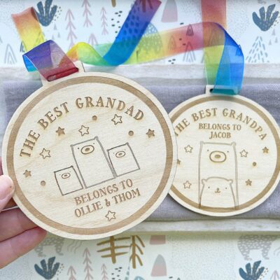 Best GRANDPARENT AWARD - Personalised Wooden Medal For GRANDAD