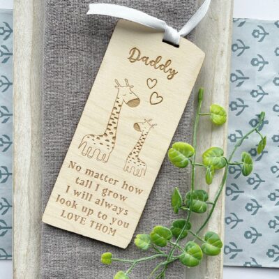I Will Always Look Up To My Daddy (Grandad) Giraffe Wooden Bookmark