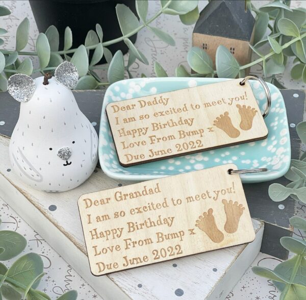 Happy Birthday Daddy, MUMMY, GRANDPARENT To Be from Baby Bump Keyring