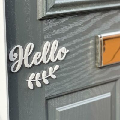 HELLO 3D Acrylic Front Door Sign & Vine - Letterbox Sign