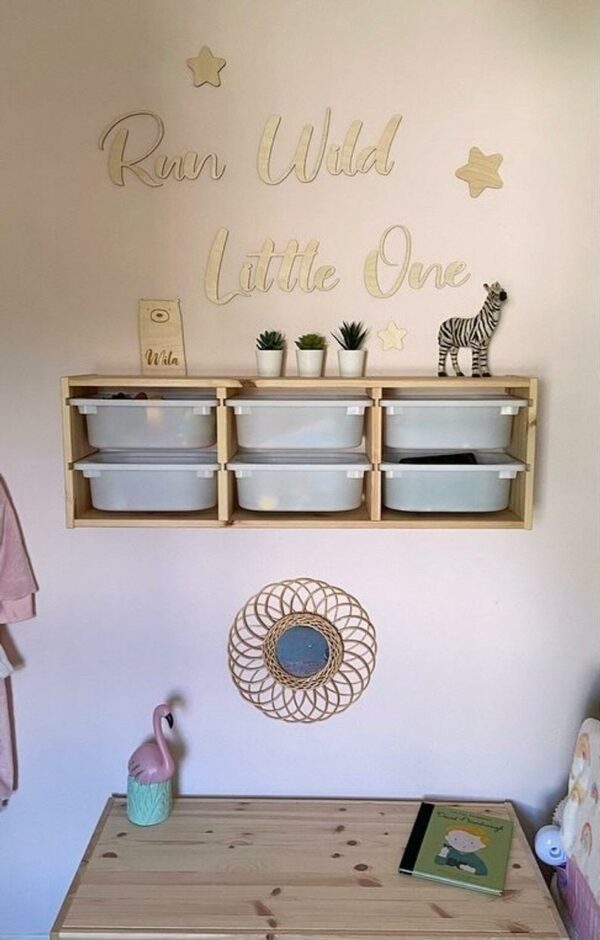 Run Wild Little One Wooden Sign with Personalised Bear & Stars - Image 3