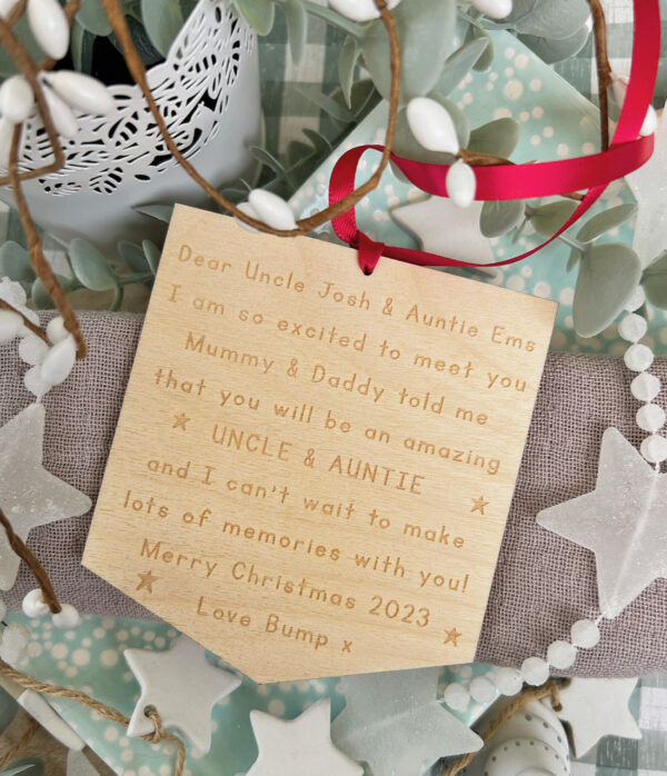AUNTIE & UNCLE To Be Personalised Christmas 2024 Decoration,