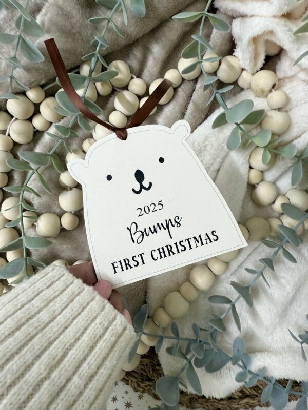 Bear Decoration Bump's First Christmas Personalised Pregnancy Ornament, Bump First Christmas Gift, Personalised Bauble Festive Ornament (PR) 2