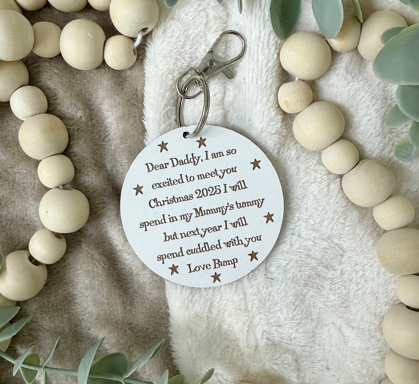 Daddy To Be CHRISTMAS With You 2025 Gift From Baby Bump Keyring (WH)