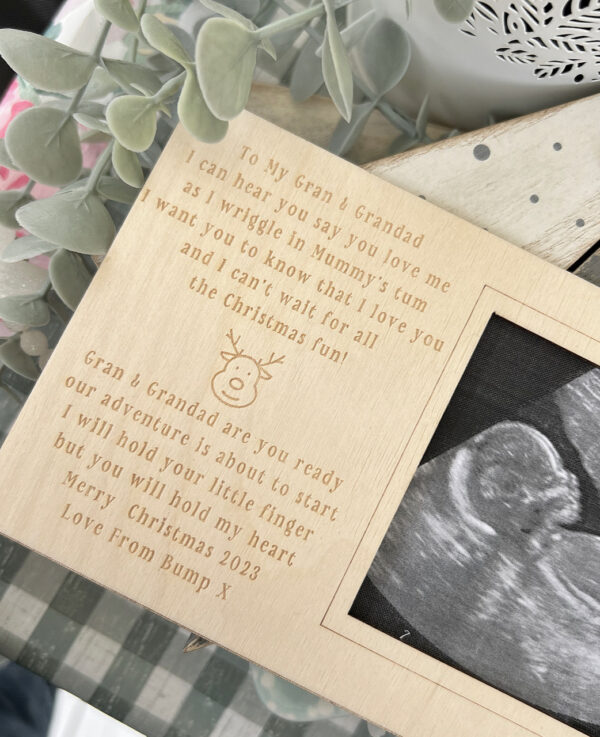 GRANDPARENT To Be at CHRISTMAS 2024 I'm Just A Little Bump Magnet Scan Frame
