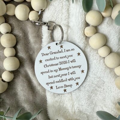 GRANDAD To Be CHRISTMAS With You 2025 Gift From Baby Bump Keyring (WH)