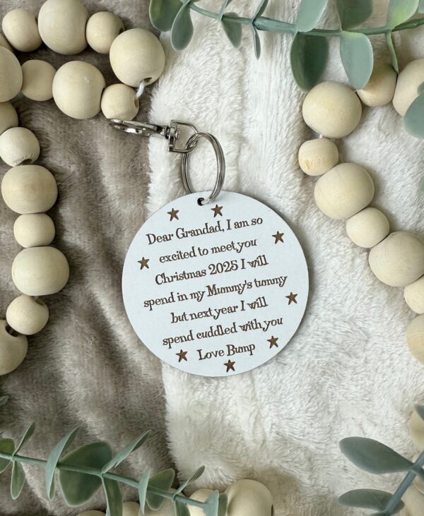 GRANDAD To Be CHRISTMAS With You 2025 Gift From Baby Bump Keyring (WH)
