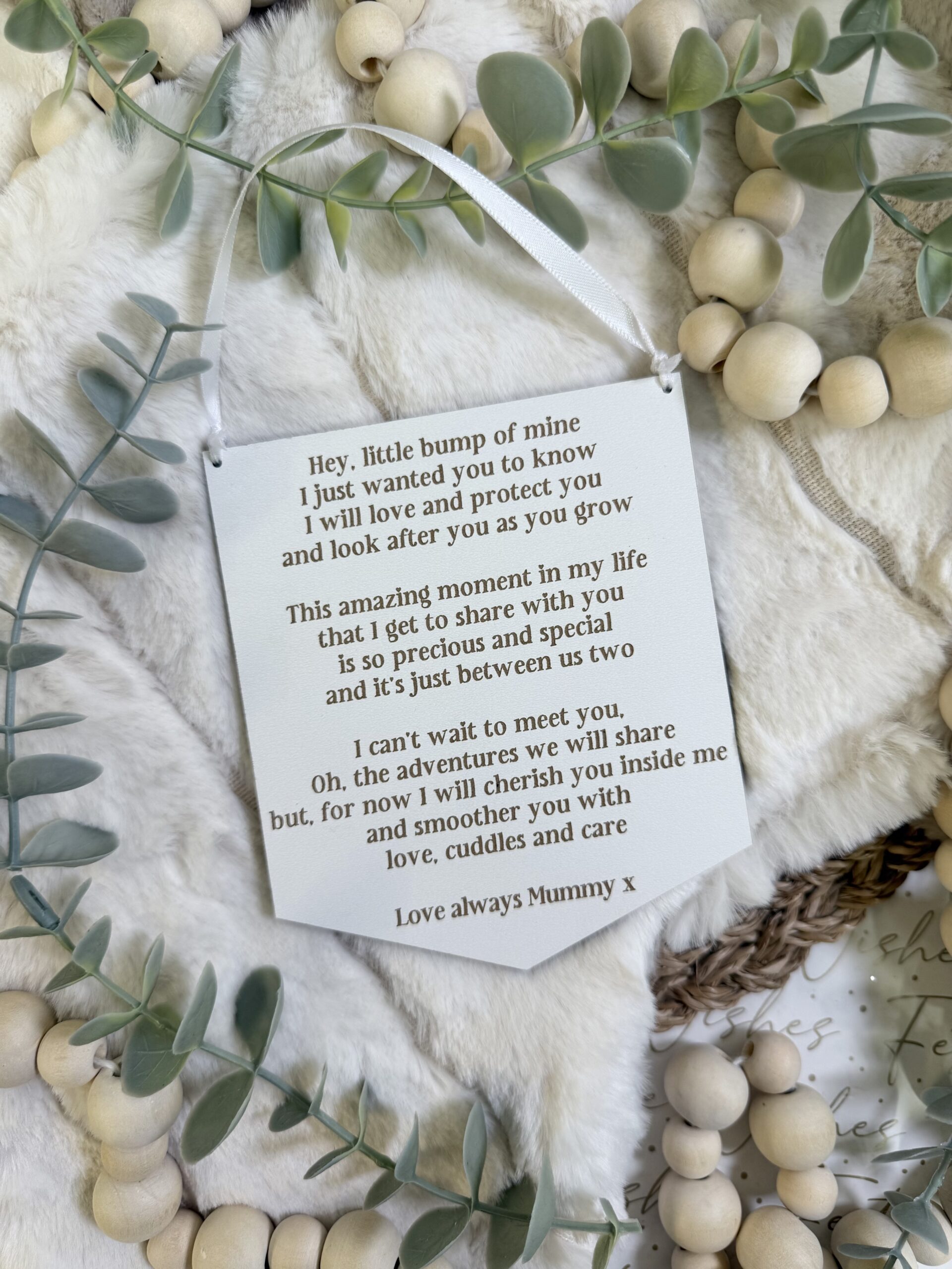 Hey Little One Mummy To Be Pregnancy Keepsake Sign (WH)