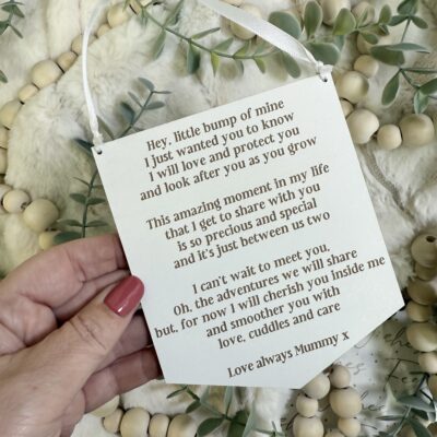 Hey Little One Mummy To Be Pregnancy Keepsake Sign (wh) 2