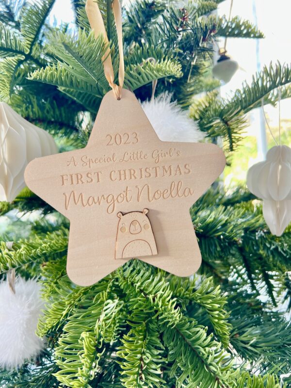 First CHRISTMAS 'Little Girl' 2024 Hanging Keepsake Baby Star