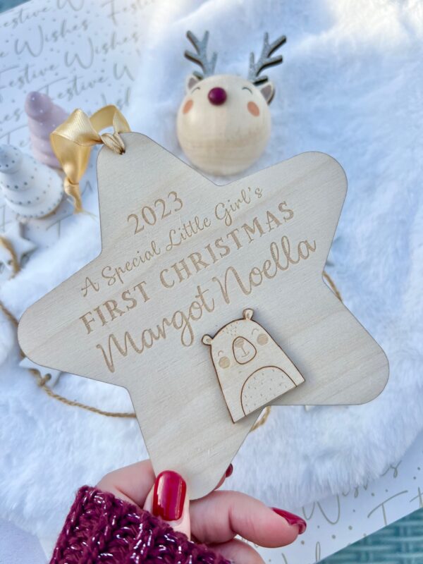 First CHRISTMAS 'Little Girl' 2024 Hanging Keepsake Baby Star - Image 2
