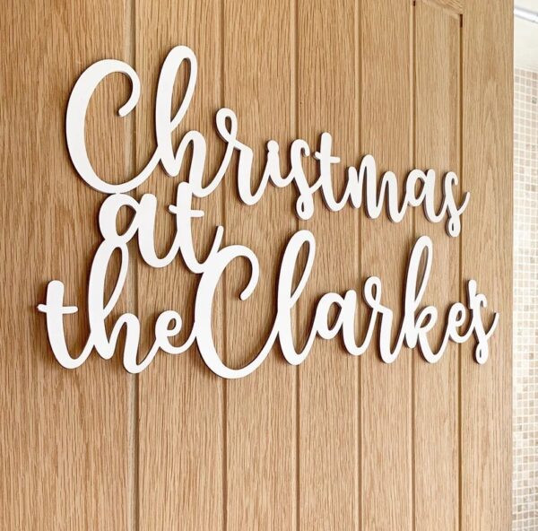 Christmas At Our House Decorative Wooden Sign - Personalised Family Christmas Wall Art - Image 2