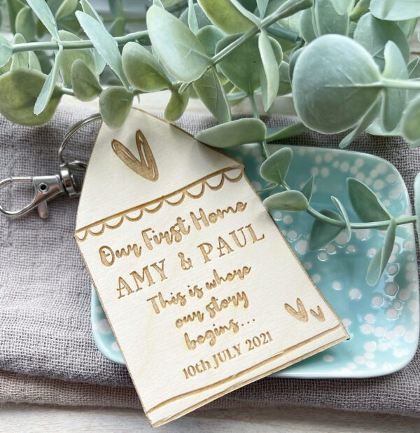 Our First Home Personalised Keyring - New Home Gift - Housewarming Gift