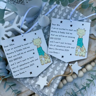 Big BROTHER Big SISTER To Be Personalised Christmas 2025 Decoration (PR)