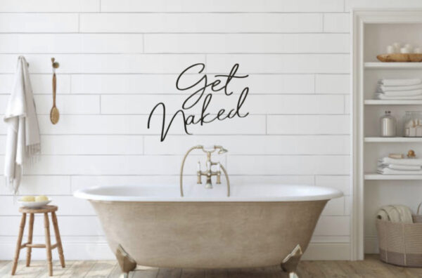 GET NAKED Extra Large 80cm Decorative Wooden Bathroom Sign SCRIBBLE Font - Image 2