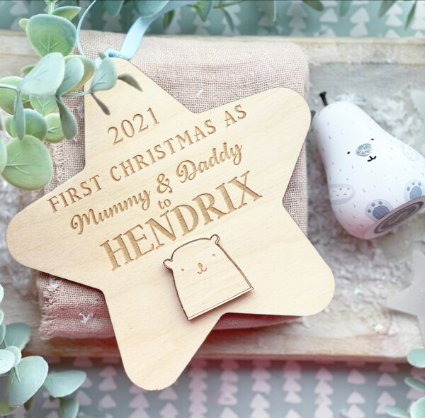 First Christmas as Your MUMMY & DADDY 2024 Hanging Star - Newborn Sign - Image 2