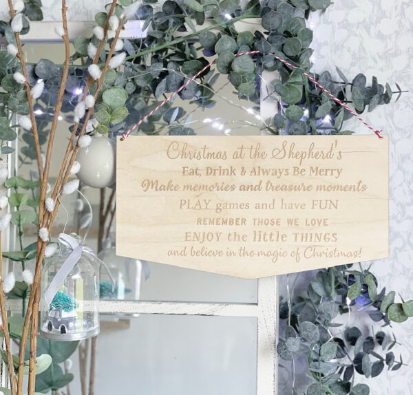Christmas At Our House Personalised Family Name Hanging Sign - Image 2