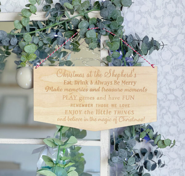 Christmas At Our House Personalised Family Name Hanging Sign - Image 3