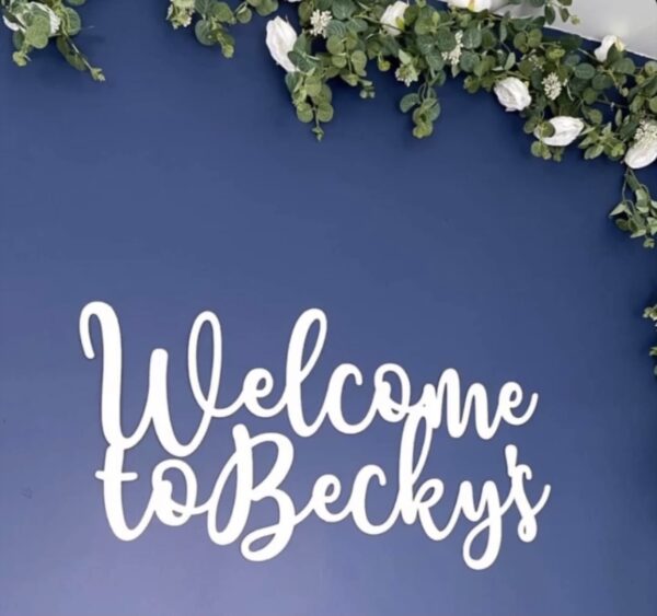 Wooden Name Sign Extra Large in SWIRLY Font (Various Colours Available) - Image 3