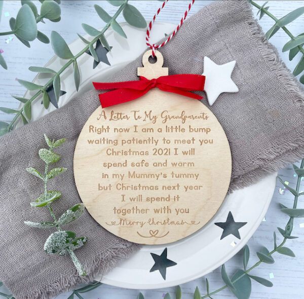 A Letter To My Grandparents 2024 Baby Bump Bauble Decoration - Image 2