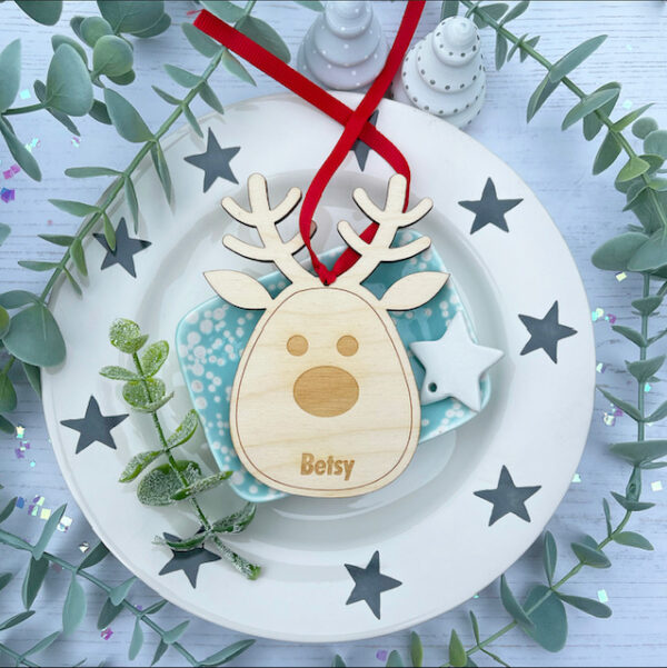 Personalised Rudolf Reindeer Hanging Christmas Tree Decoration - Image 2