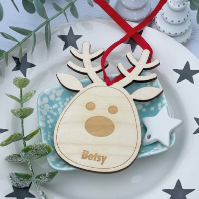 Personalised Rudolf Reindeer Hanging Christmas Tree Decoration