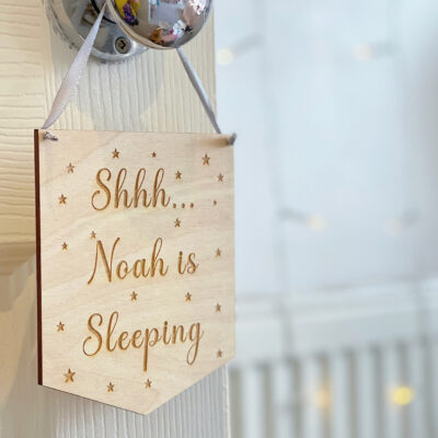 Shhh Baby Sleeping Personalised Plaque - Nursery Decoration - Children's & Baby Nursery Sign