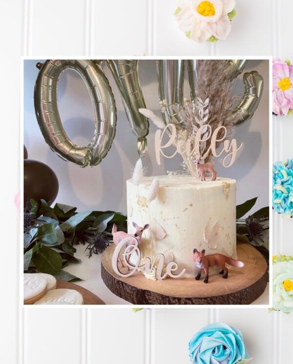 Personalised Double NAME & AGE Custom Cake Topper - Personalised Cake Charm Wooden Name - Image 2