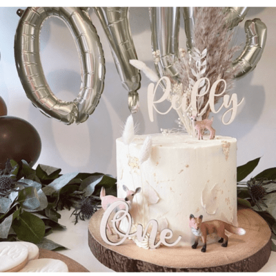 Personalised Double NAME & AGE Custom Cake Topper - Personalised Cake Charm Wooden Name